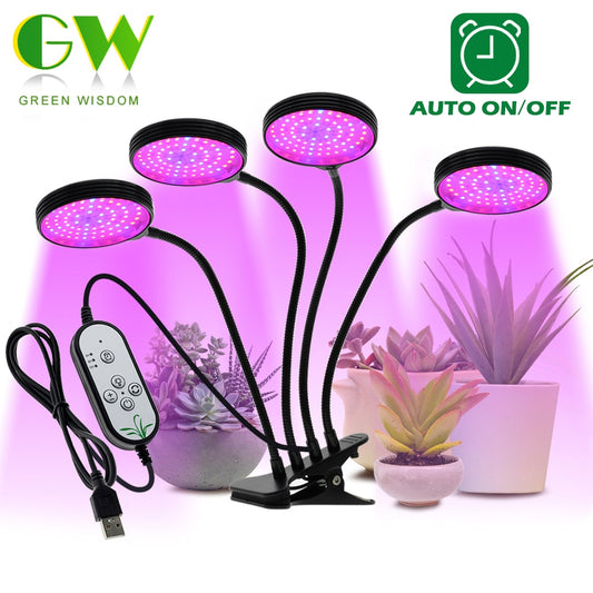 LED Grow Light USB Full Spectrum Plant Growing Lamp with 5-Level Dimmable Lamp
