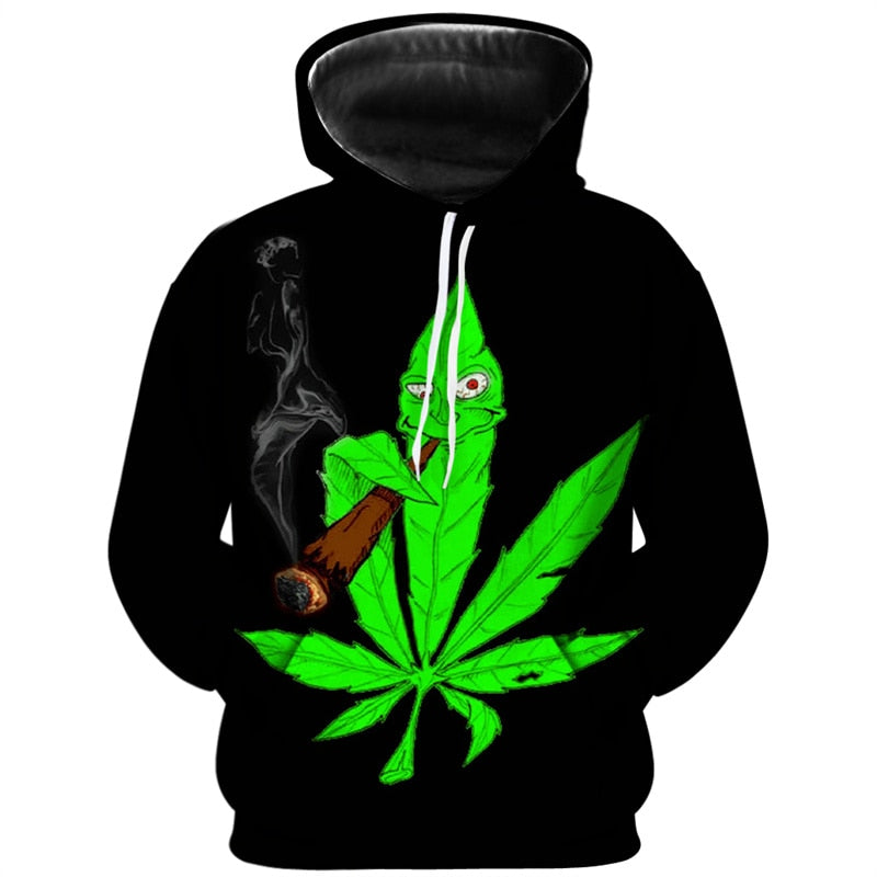 Assorted Men's Cannabis Leaf 3D Print Hoodies