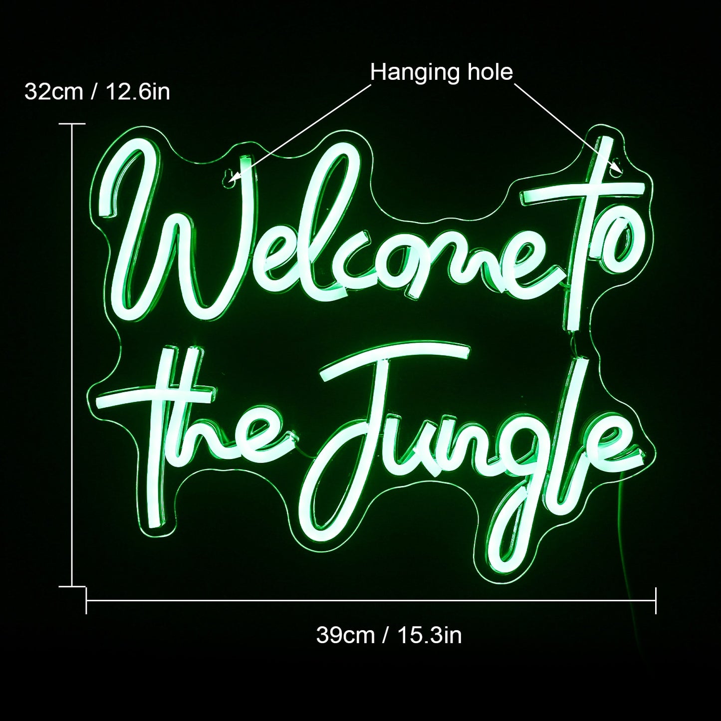 Assorted Color Welcome To The Jungle Neon LED Wall Decor