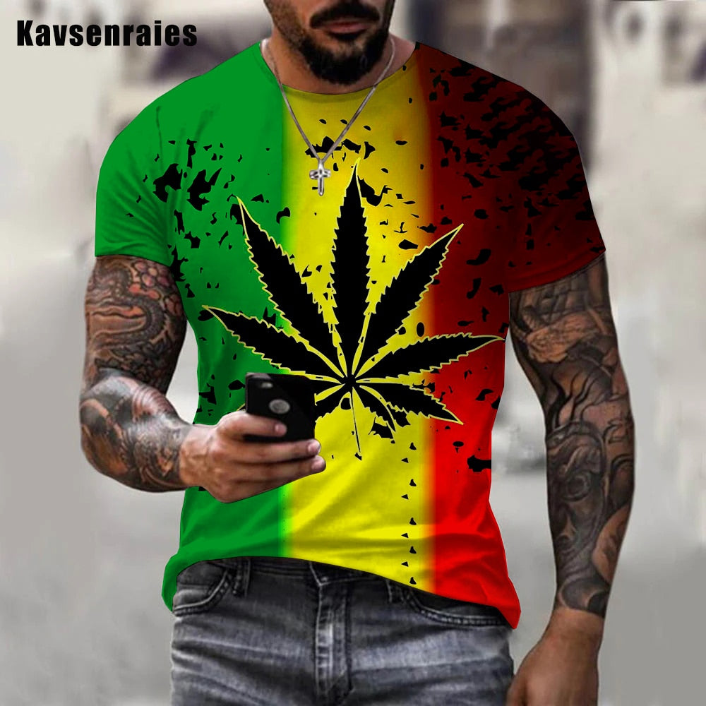Assorted Psychedelic Colorful Weed Leaf 3D Print T-shirts