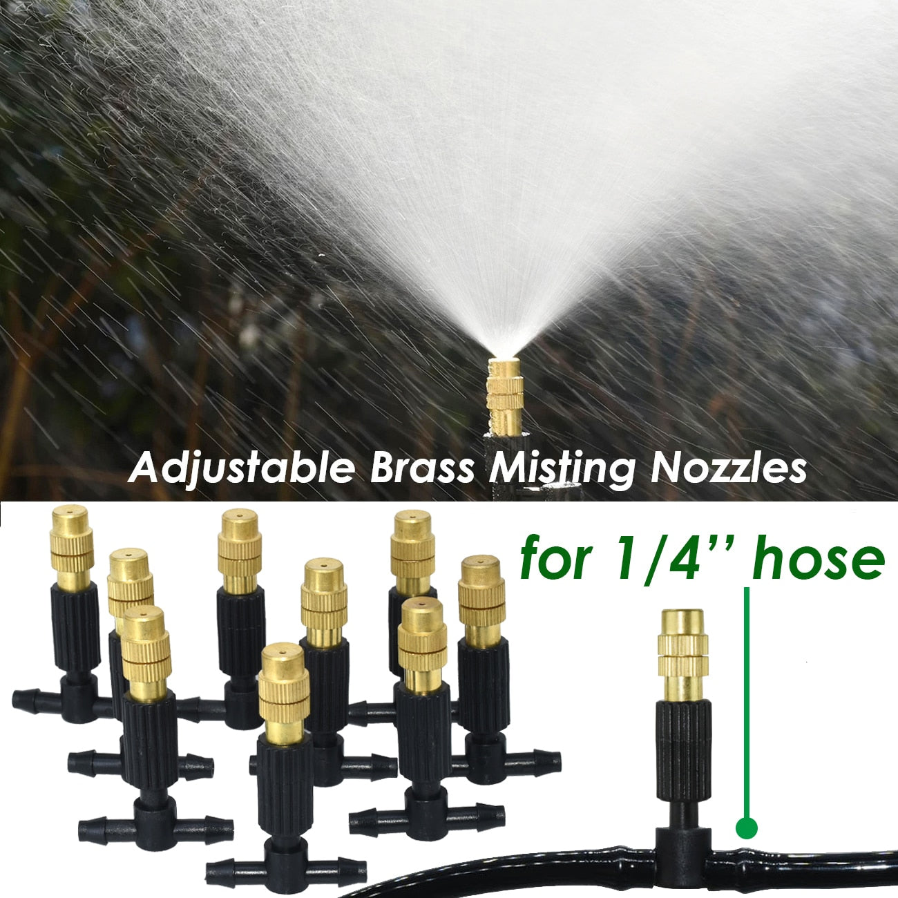 5M-30M 4/7mm Brass Tee Atomizer Nozzle Hose Garden Irrigation System