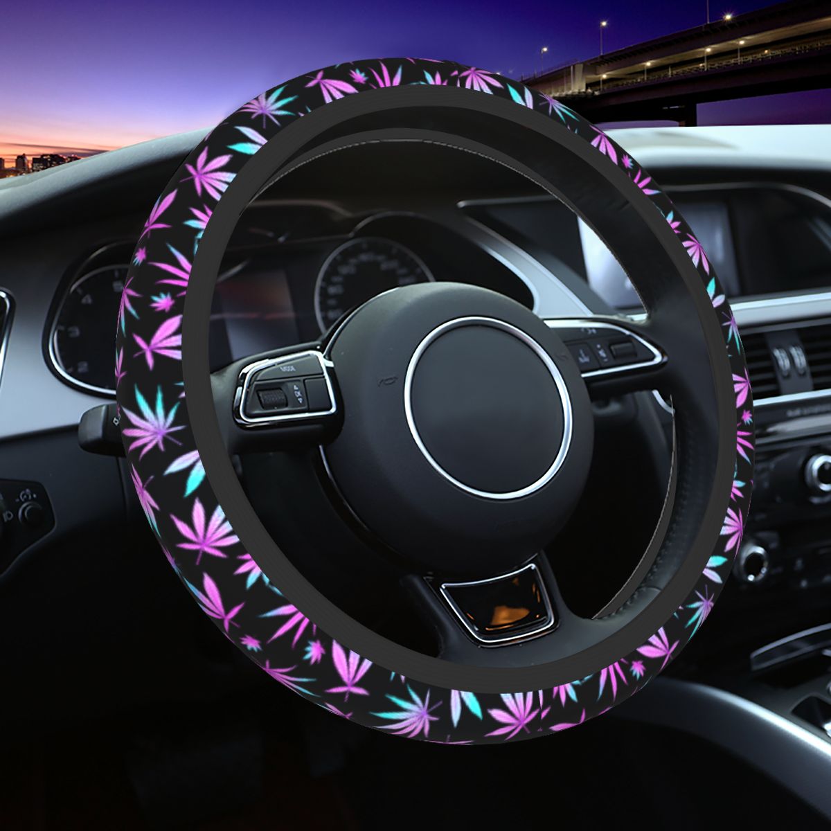 Cannabis Leaves Car Steering Wheel Cover
