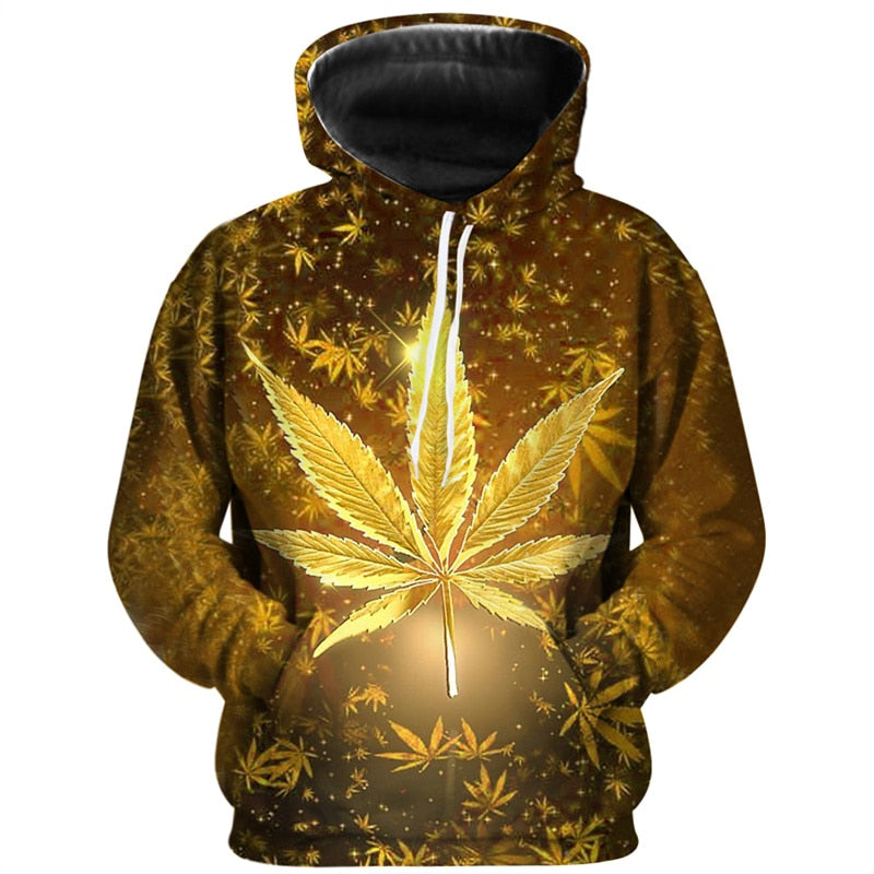 Assorted Men's Cannabis Leaf 3D Print Hoodies