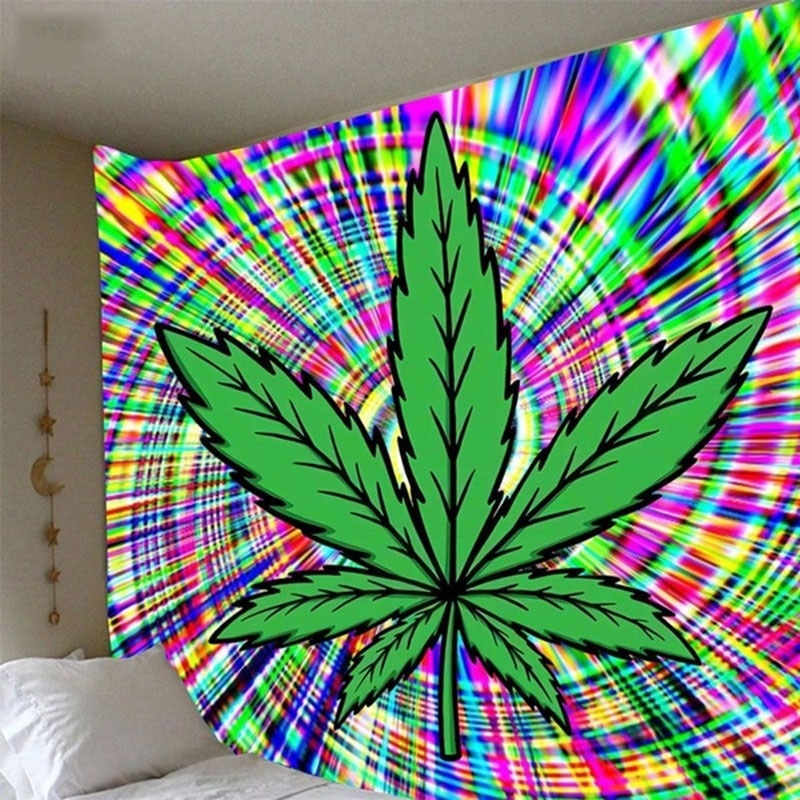 Assorted Colorful Psychedelic Hippie Weed Leaf Wall Tapestry