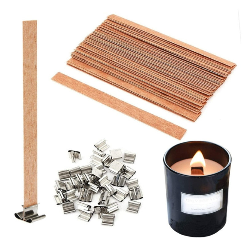 30pc High Quality Wooden Candle Wicks With Clip Base