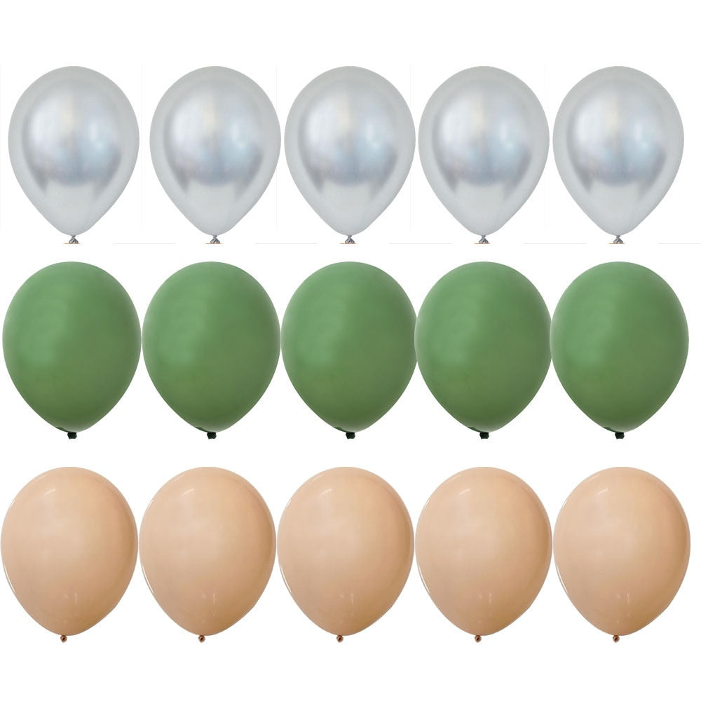 15/20PCS 10inch Green White Gold Balloons