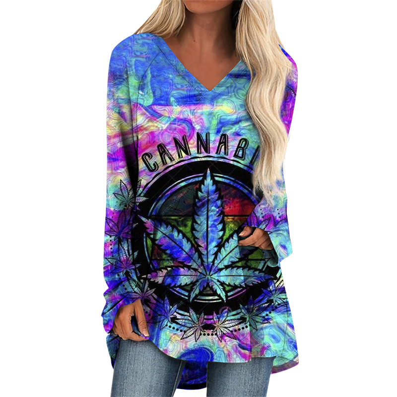 Assorted Women's Colorful Bohemian-Style 3D Printed Long-Sleeve Casual T Shirts