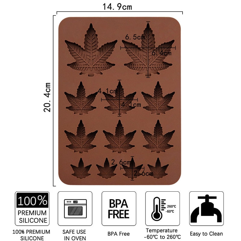 Assorted Size Cannabis Leaf Silicone Candy Mold