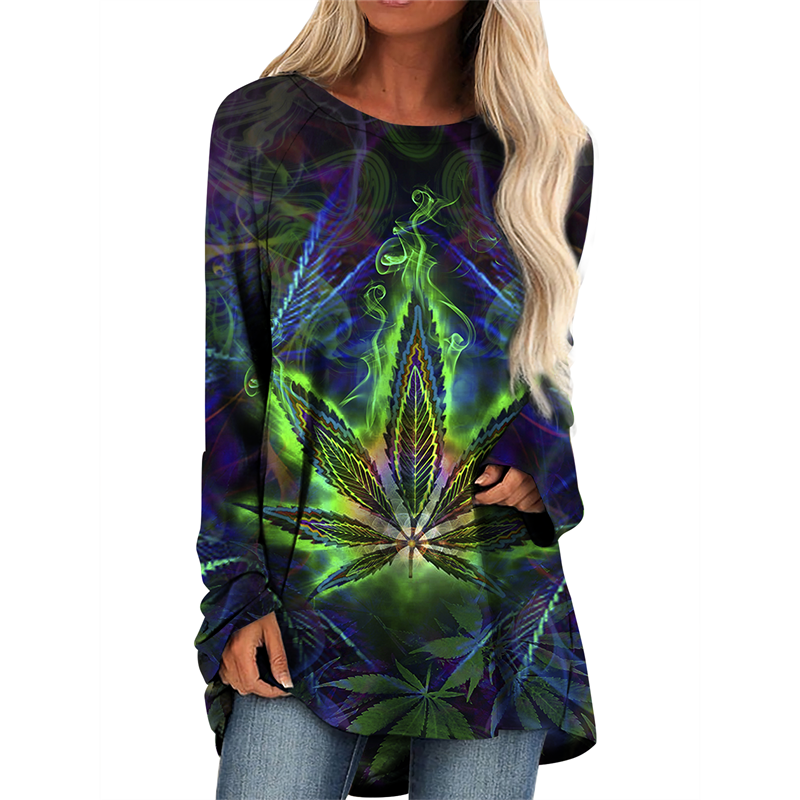 Assorted Women's Colorful Bohemian-Style 3D Printed Long-Sleeve Casual T Shirts