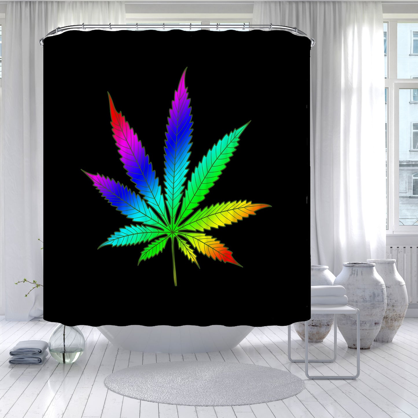 Assorted Marijuana Leaf Shower Curtains