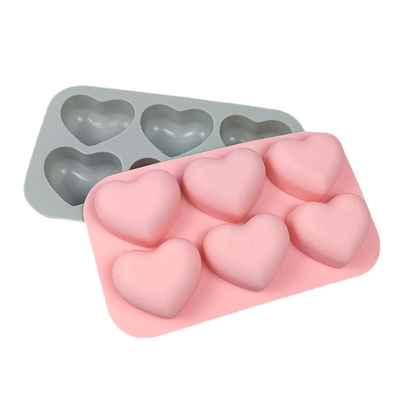 6 Cavity Heart Silicone Soap Mold