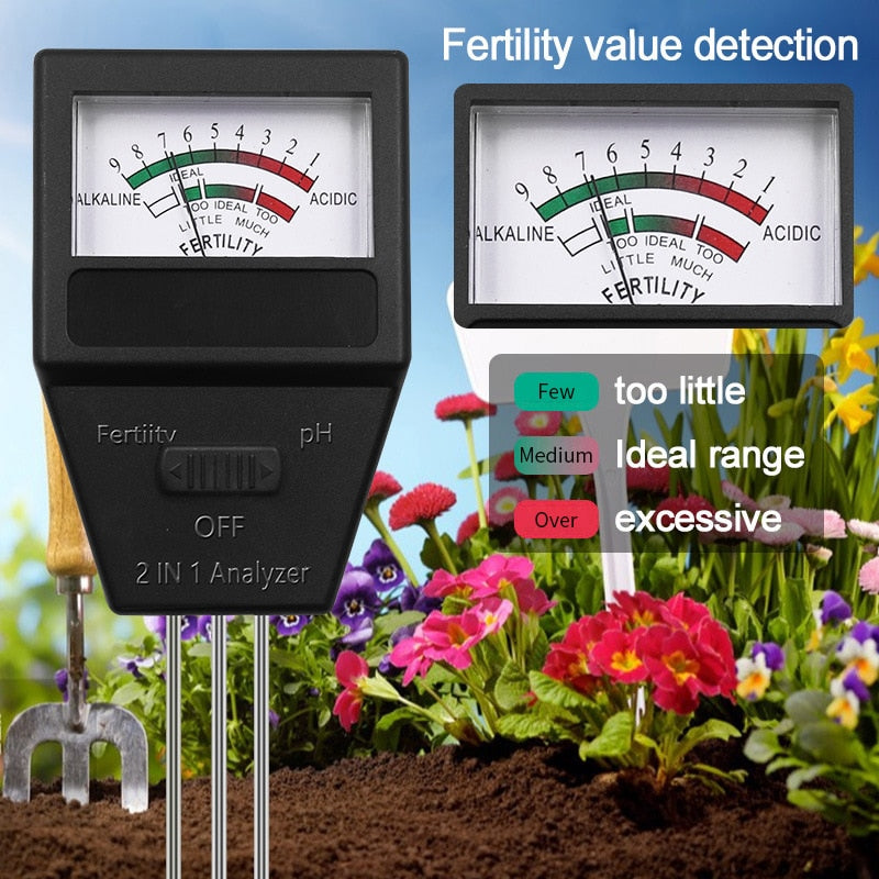 2 in 1 Soil PH Fertility Meter With 3 Probes Soil PH Tester