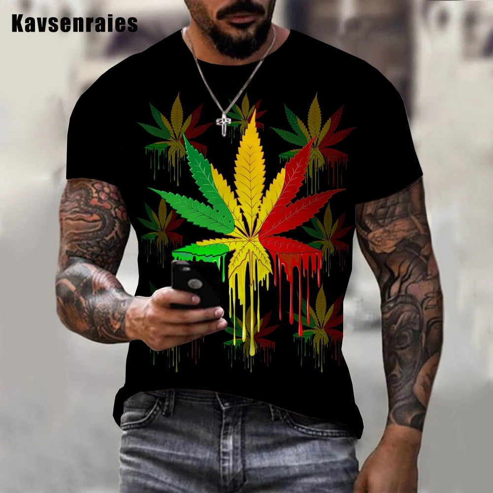 Assorted Psychedelic Colorful Weed Leaf 3D Print T-shirts