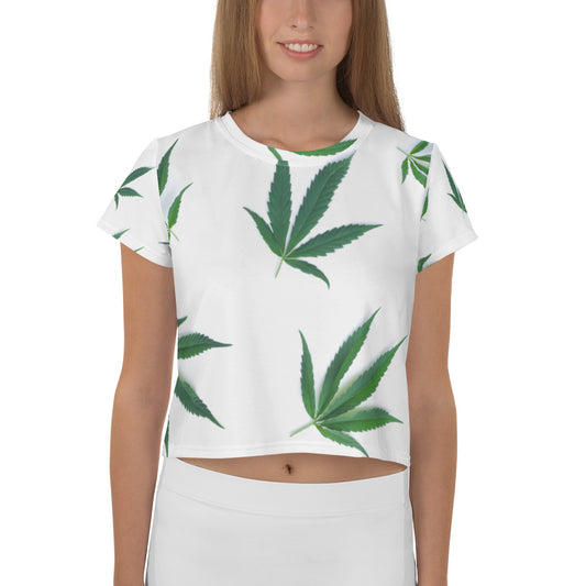 White Indica Collection All-Over Print Crop Tee