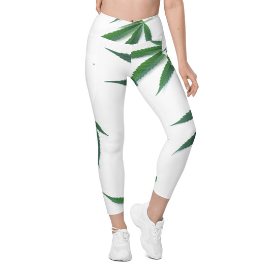 White Indica Collection Crossover leggings with pockets