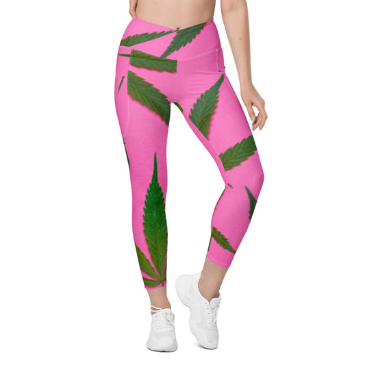 Pink Sativa Collection Crossover leggings with pockets