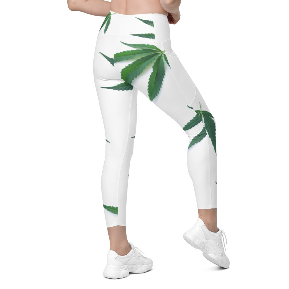 White Indica Collection Crossover leggings with pockets
