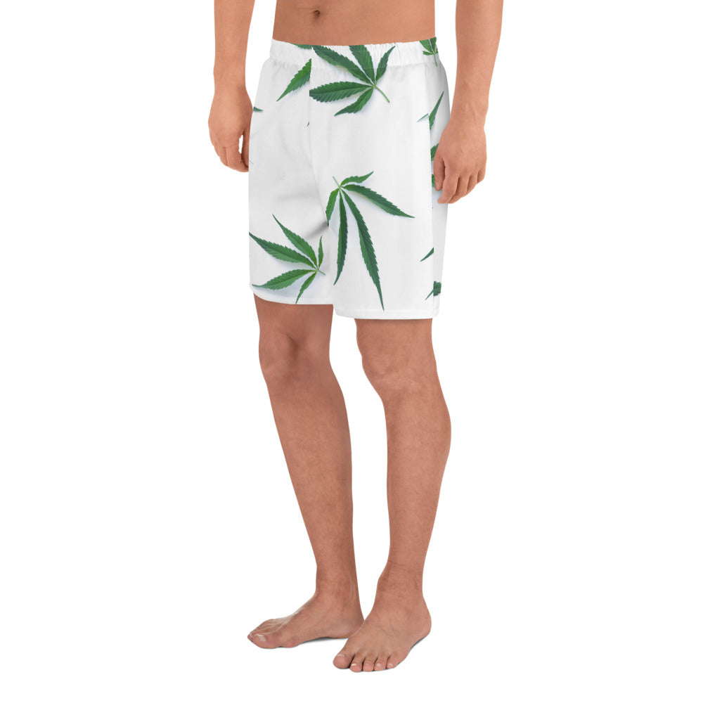 White Indica Collection Men's Athletic Long Shorts