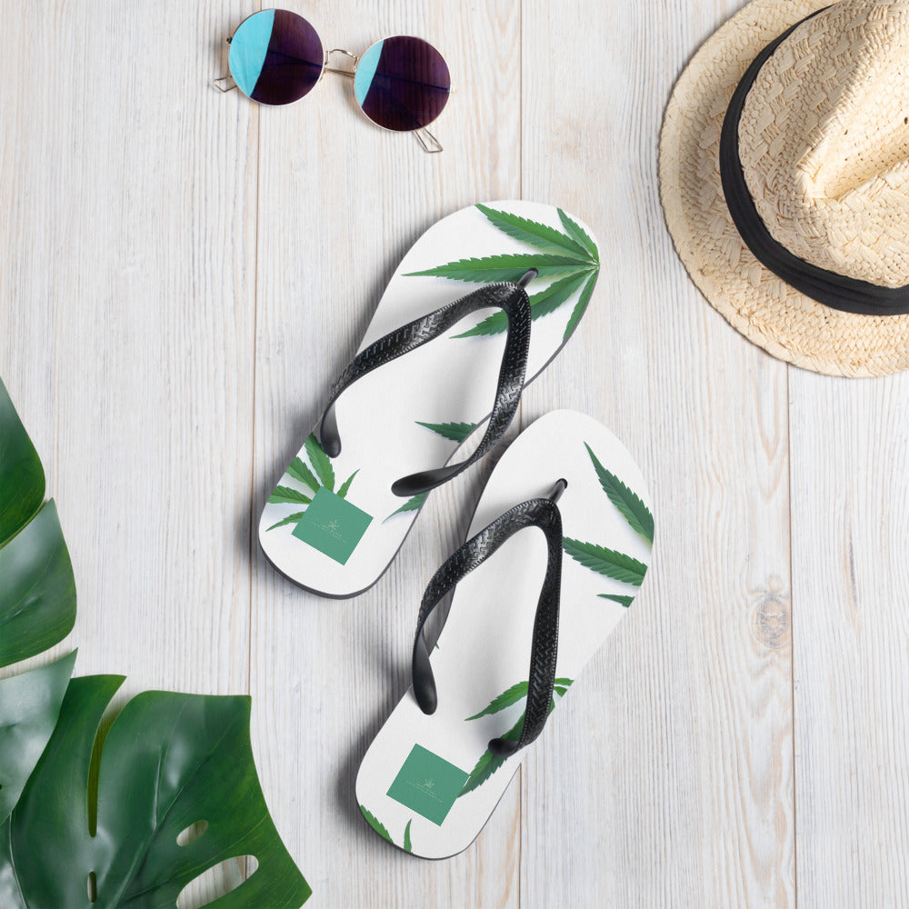 White Indica Collection Flip-Flops