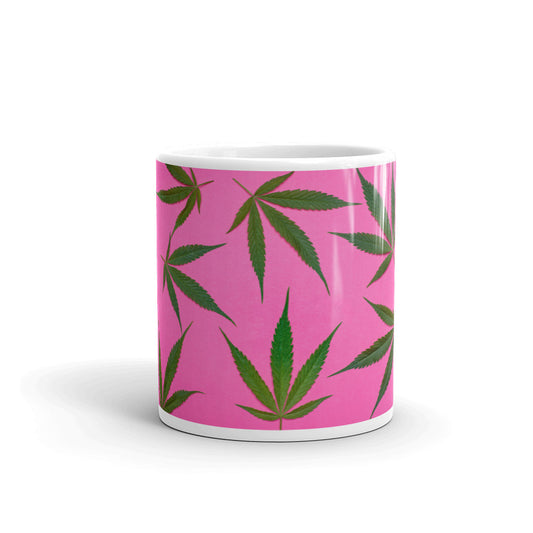 Pink Sativa Collection White glossy mug