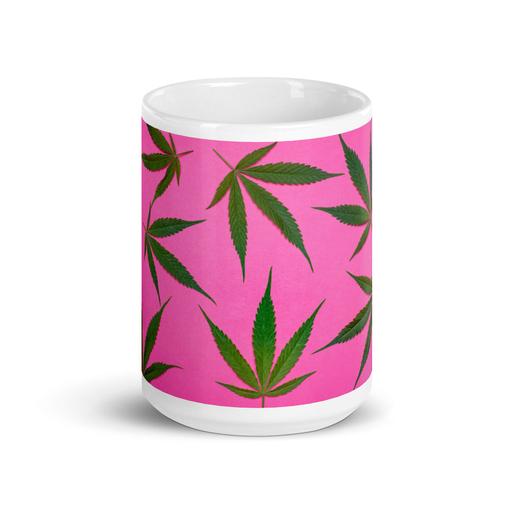 Pink Sativa Collection White glossy mug